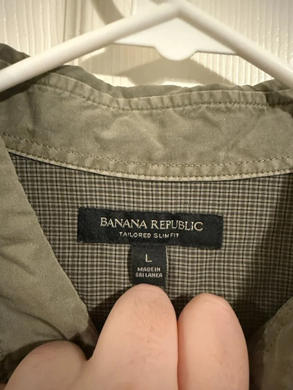 Banana Republic Tailored Slim Fit Olive Green Button Down Shirt L